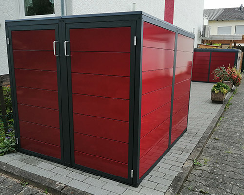 Mehrere Mülltonnenverkleidung kombiniert
